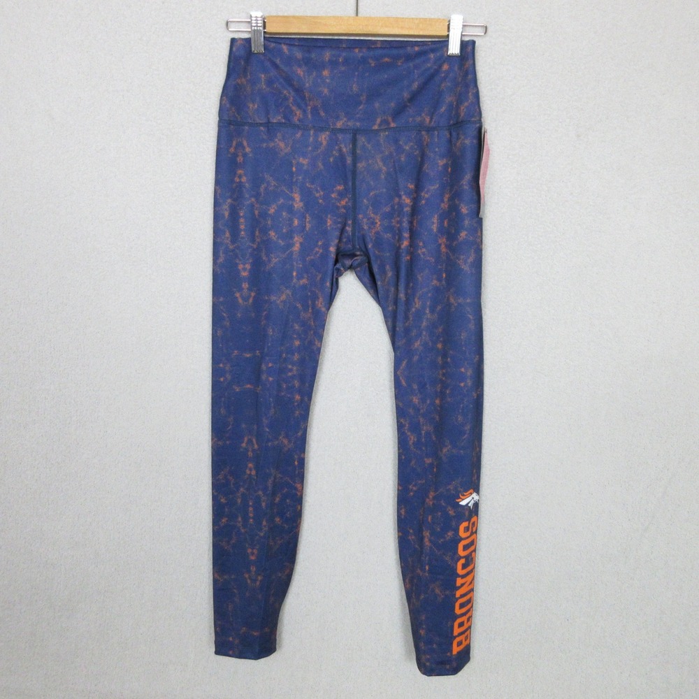 NFL Denver Broncos Women's Leggings Athletic Tights Blue Orange Print Size Large